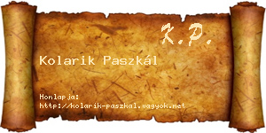 Kolarik Paszkál névjegykártya